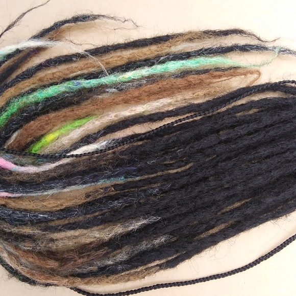 Black ombre colorful tie on dreadlock extensions - Picture 2 of 6